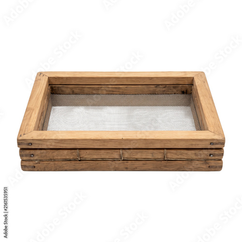 Cuadro en lienzo Vintage wooden sieve with fine mesh for sifting dry materials