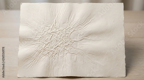 White creased paper texture with abstract etched line art design for backgrounds