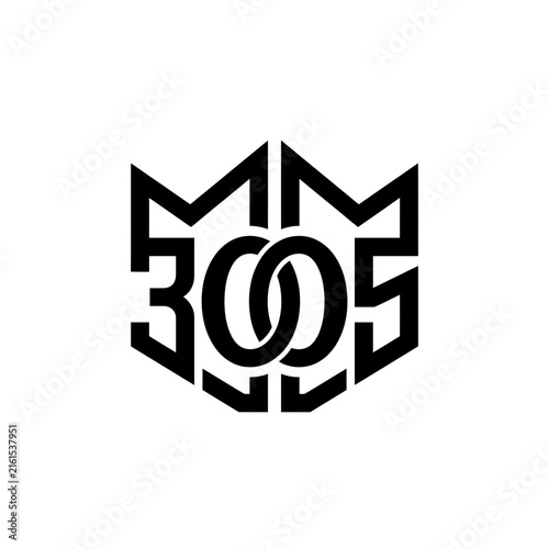 Abstract Geometric Logo Design, Hexagonal Shape, Monogram MMS 3005