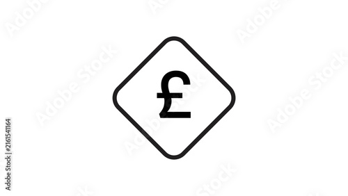 Pound sterling symbol inside diamond shape black line icon used for currency money finance.