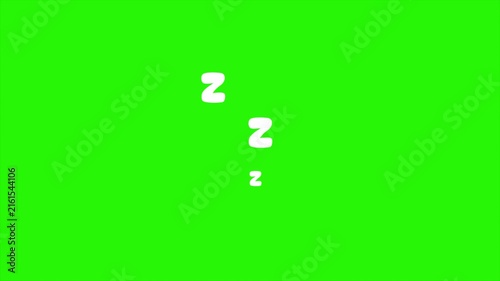 Animated zzz Symbol sleep symbol on green screen background. Floating Z letters cute and cartoon style movement, loop and Chroma Key animation. for sleep concept