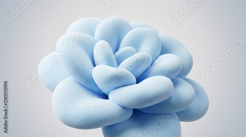 Soft Blue Flower Bloom with Rounded Petals Against a Minimalist Light Background