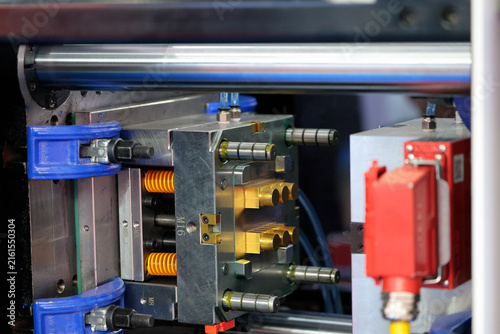 Canvas Print mold closeup in plastic injection moulding machine
