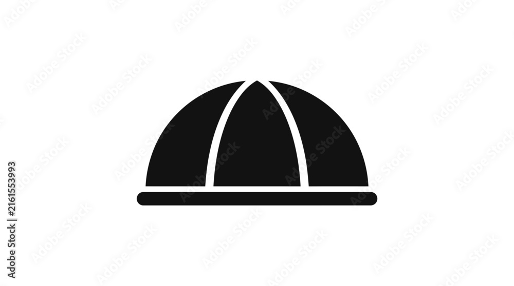 Fototapeta premium Minimalist black icon of a dome structure or architectural roof element.