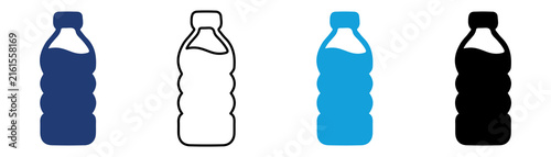 Multicolor Water Bottle Icon Set with Filled and Outline Styles for Hydration Drinking Water Beverage Healthy Lifestyle and Daily Nutrition Isolated on Transparent Background