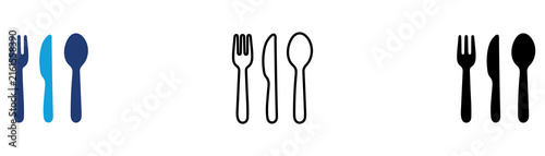 Multicolor Cutlery Icon Set with Filled and Outline Styles for Dining Restaurant Food Service Kitchen Tableware and Meal Preparation Isolated on Transparent Background