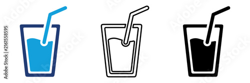 Multicolor Drinking Water Glass Icon Set with Filled and Outline Styles for Hydration Beverage Fresh Water Healthy Lifestyle and Daily Nutrition Isolated on Transparent Background
