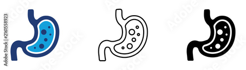 Quadro su tela Multicolor Stomach Icon Set with Filled and Outline Styles for Digestive System