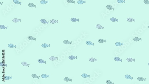 手書き魚が泳ぐかわいいループアニメーション背景