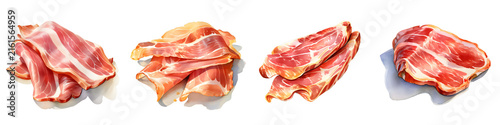 Delicious cured ham slices, showcasing a rich color palette and intricate texture details