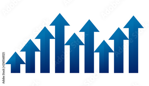 Blue Growth Chart With Upward Arrows Showing Business Success And Progress PNG Transparent Background