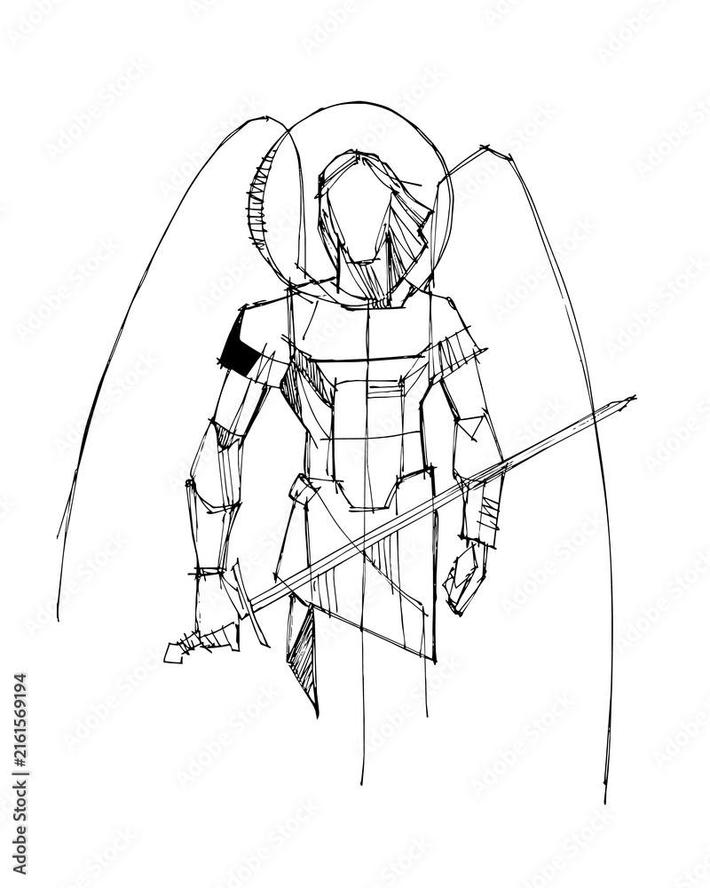 Fototapeta premium Saint Michael the Archangel holding a spear