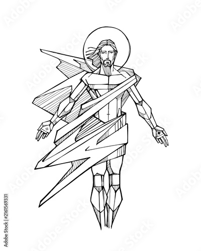 Konstfotografi Resurrected Jesus with outstretched arms