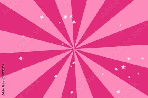 Pink sunburst background with scattered white stars