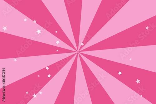 Fotografie Pink sunburst background with scattered white stars