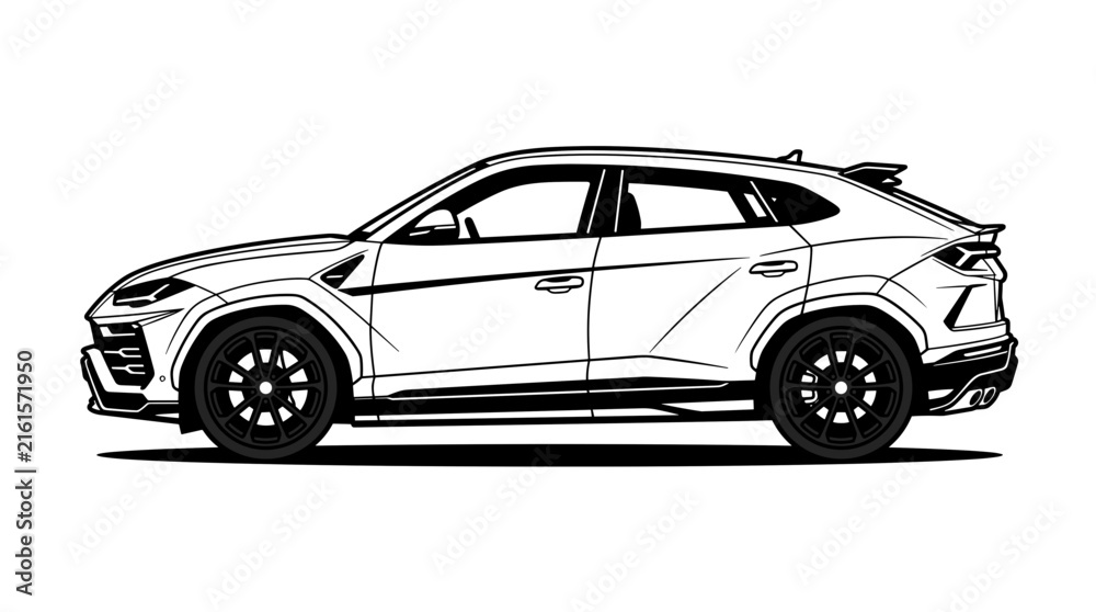 Naklejka premium Modern Luxury SUV Car Illustration Side View.
