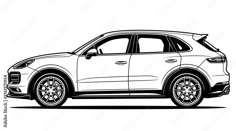 Naklejka premium Modern Luxury SUV Car Illustration Side View 1.