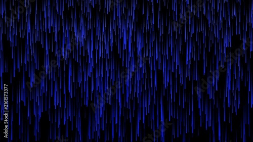 Abstract blue digital rain background, with falling glowing, light particles