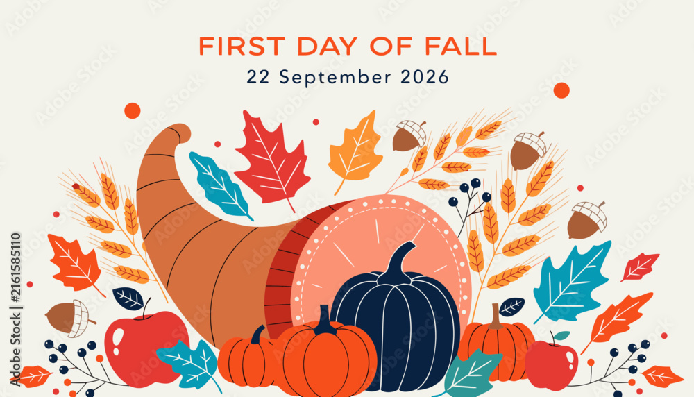 Naklejka premium First day of fall 22 september 2026