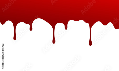 Halloween vector blood seamless border. Red dripping liquid paint with splatter, leaking bleeding splashes. Horror stain, crude blob bg. Isolated horror ink trickle. Grunge splat abstract leak texture