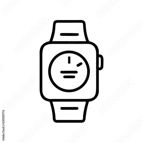Smartwatch icon with circular display, modern wearable technology line art vector graphic.