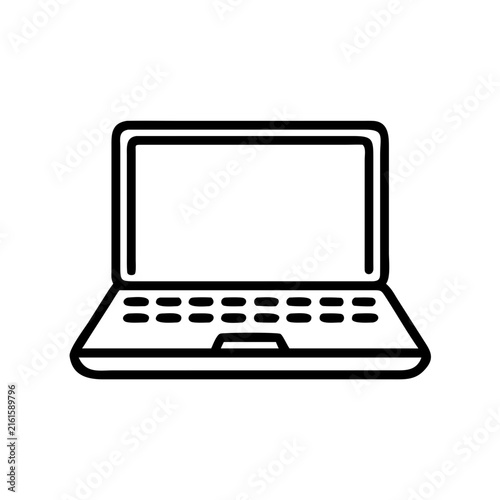 Minimalist laptop computer icon for digital technology and business interface design