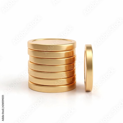 Premium Gold Investment Coins with Standing Coin and Stacked Arrangement