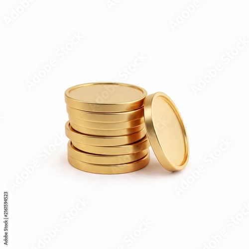 Premium Gold Investment Coins with Standing Coin and Stacked Arrangement
