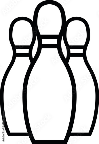 Black Bowling Pins Icon Outline on Transparent Background
