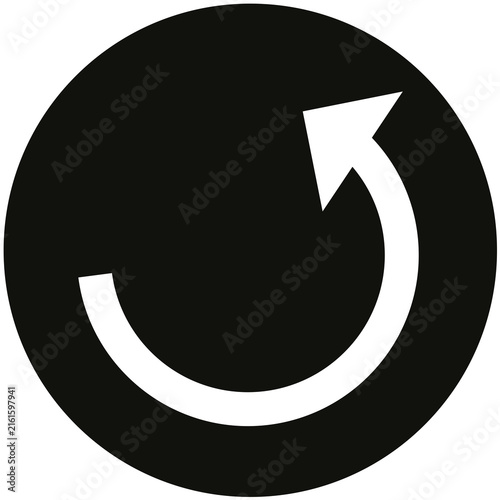 Canvastavla White Curved Clockwise Arrow and Undo Icon on Black Circular Background