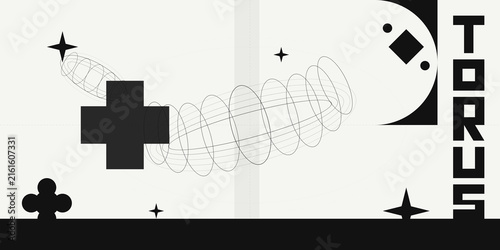 Obraz na plátně Abstract geometric composition with minimalist star elements arranged on transpa