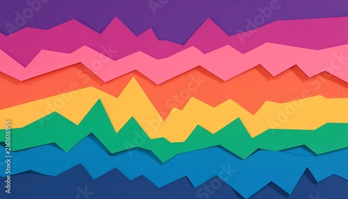 Colorful papercraft abstract horizontal jagged layers background texture design with papercraft abstract horizontal background colorful creative handmade structure layering decoration