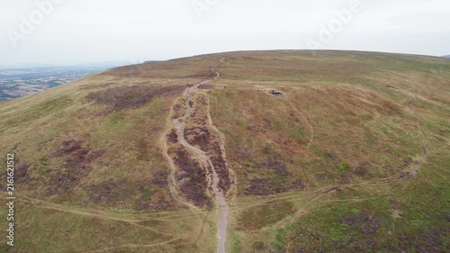 Aerial view of Black Mountain, famous hiking location in Abergavenny, South Wales of UK.