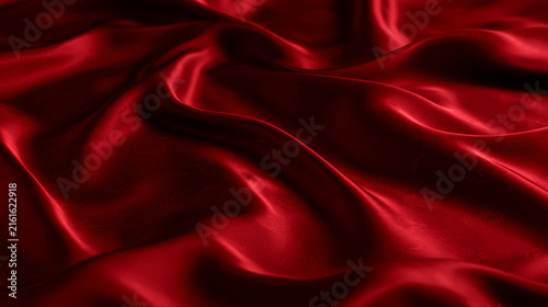 Luxurious Red Silk Satin Fabric Background Texture