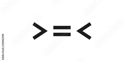 Foto Black greater than, less than, and equals signs in a simple vector illustration for mathematical or comparative concepts