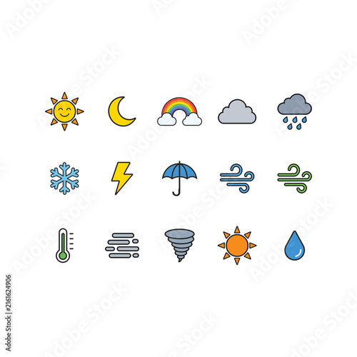 Flat Vector Cartoon Elements for Forecast and Meteorology
