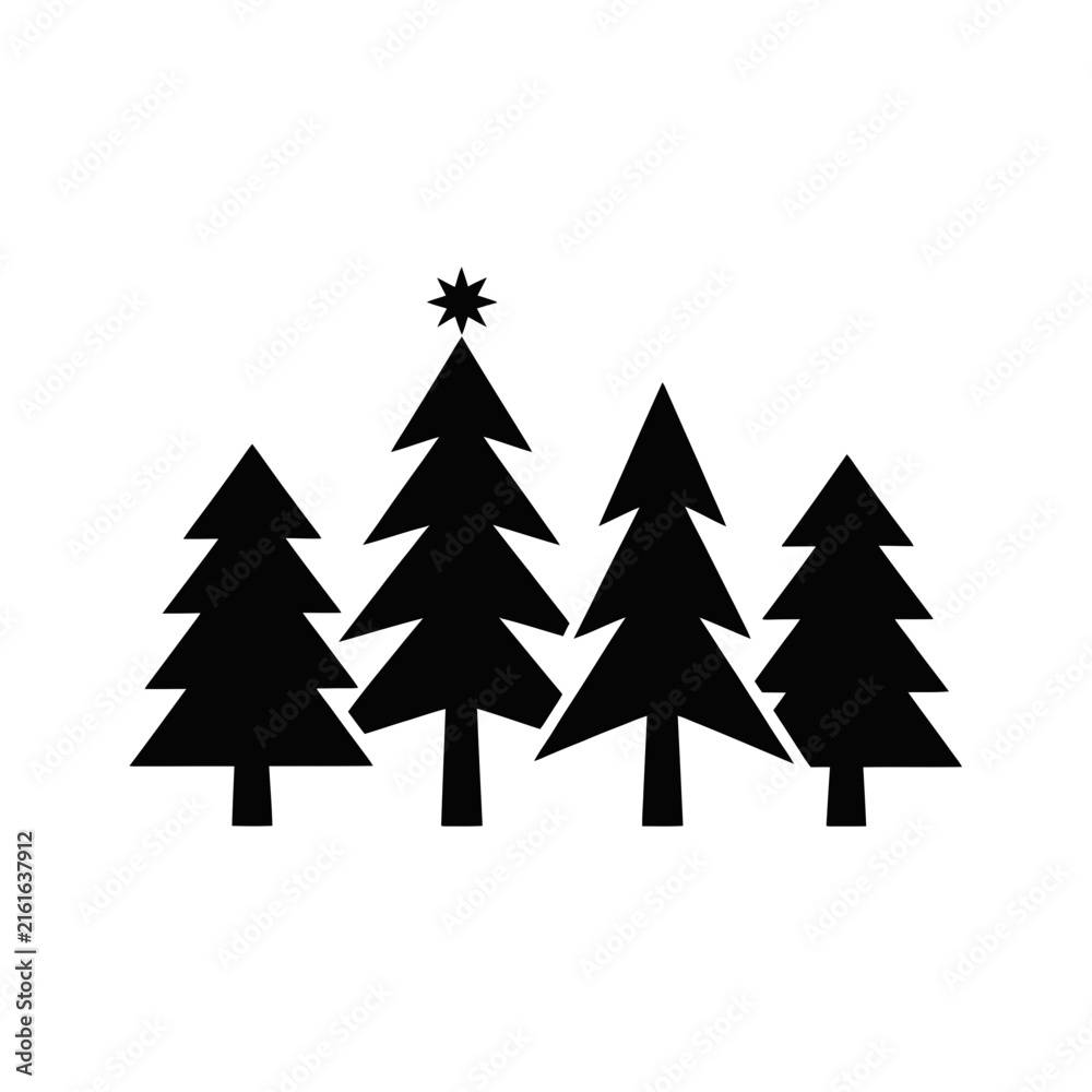Obraz premium Christmas trees silhouette vector graphic icon set with silhouette