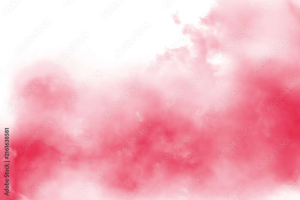 Obraz premium Abstract watercolor splash in shades of red and pink appears on transparent background wash splatter blot stain texture