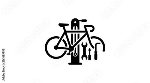 Minimal Bicycle Repair Station and Tool Icon