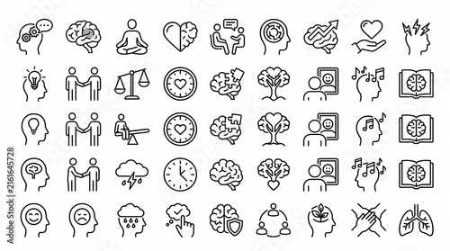 Fotografía Mental health line icons set for psychology therapy and emotional wellness concepts
