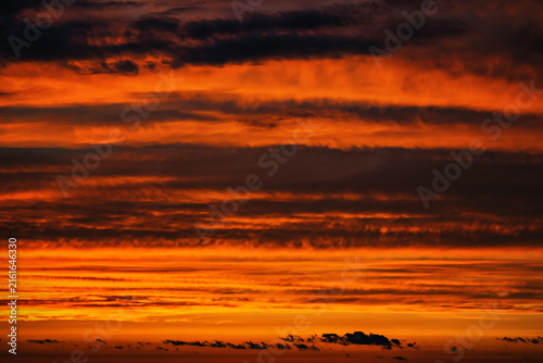Colorful sunset sky with layered clouds