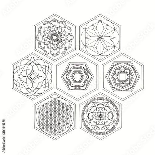 Spiritual geometry illustration white design bundle high resolution picture