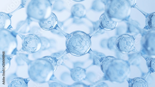 Konstfotografi A close-up view of a blue molecular structure, symbolizing scientific research, chemistry, and biotechnology concepts