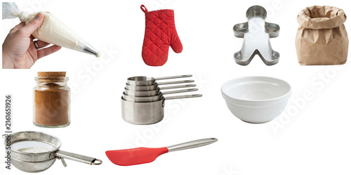 Fotografía A festive collection of baking tools, ingredients, and cookie-making essentials for winter treats