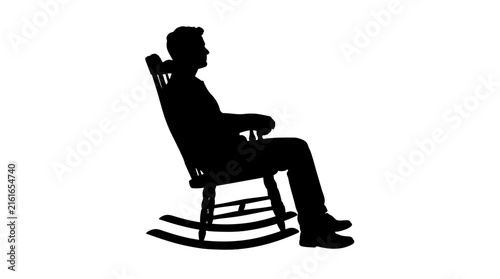 Fotografie Man sitting in a rocking chair black silhouette