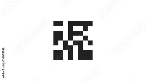 Abstract glitch pixel RT logo.
