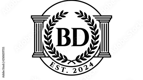 Academic seal with columns and laurel wreath
