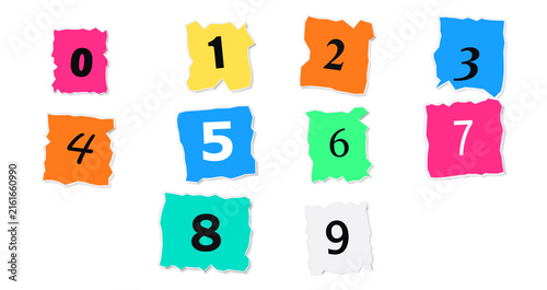 Canvas Print Colorful, 3 d rendered digits from zero to nine, isolated on transparent backgro