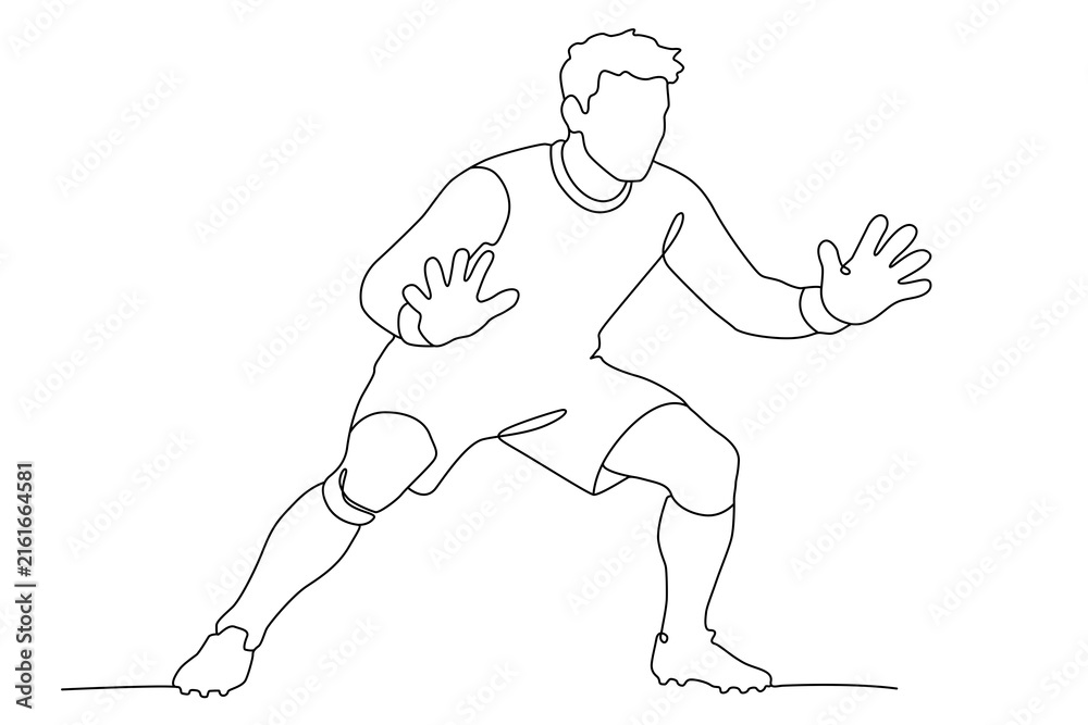 Fototapeta premium Football goalkeeper ready to block the goal line art!