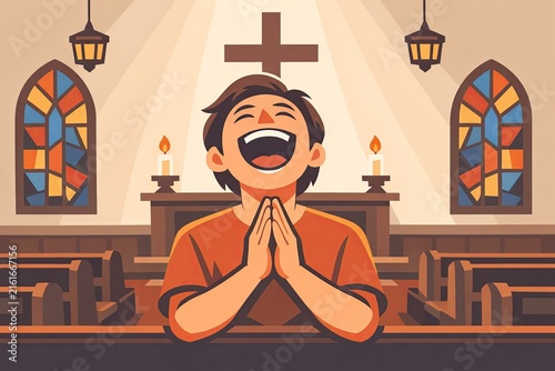 A person in a place of worship seeking divine guidance